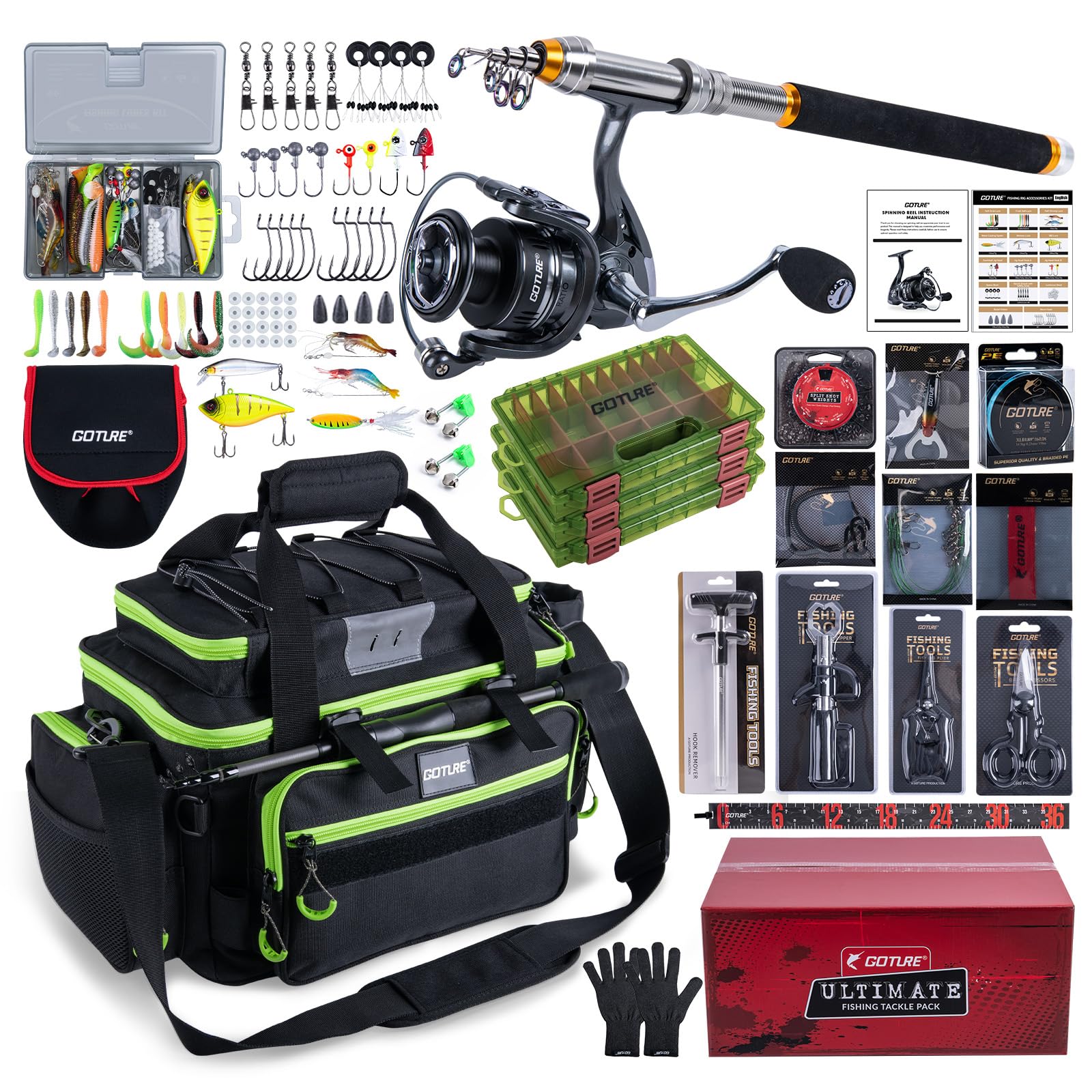Goture Set Pancing Portabel un - Reel Bag ulasan dan harga