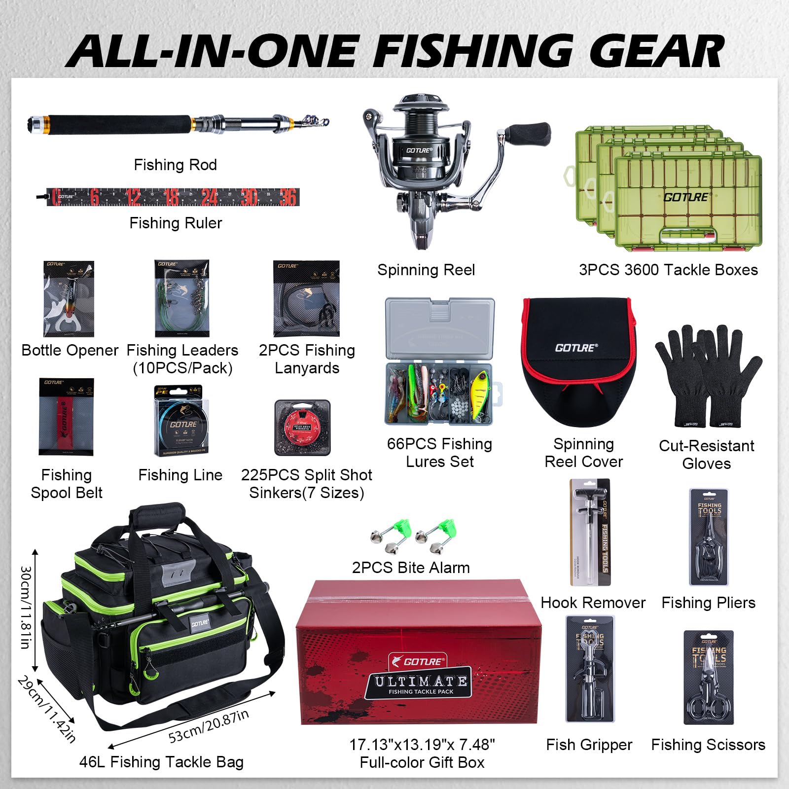 Goture Set Pancing Portabel un - Reel Bag ulasan dan harga